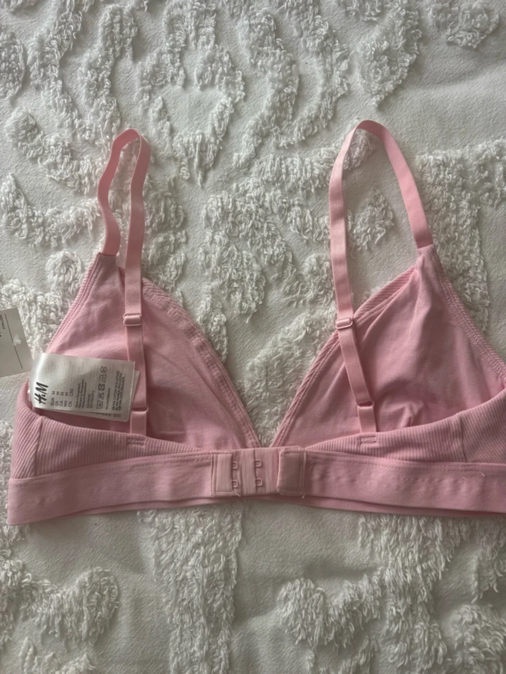 H & M Triangle Bra Top Ribbed Cotton Lined Pink Size M NWT - Picture 5 of 5